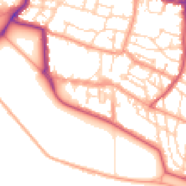 Daytime road noise heatmap for PO5 3NF