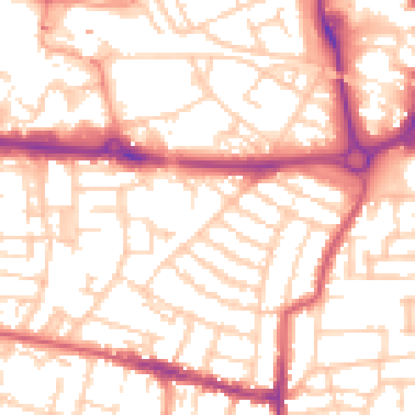 Daytime road noise heatmap for PO5 4FD