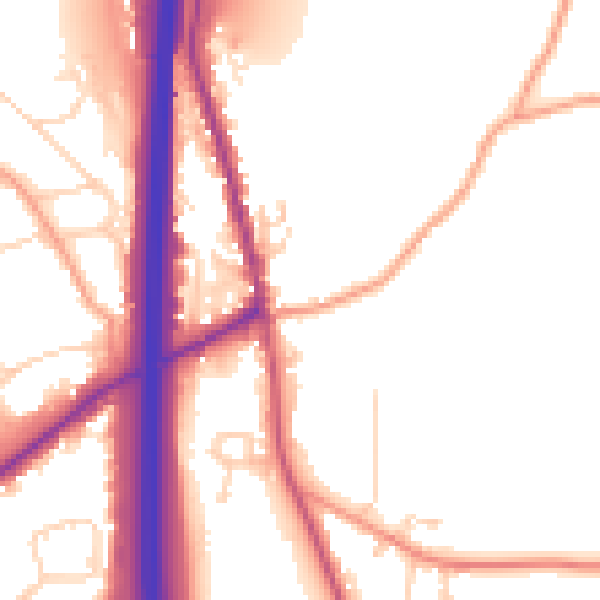 Daytime road noise heatmap for PO8 0AF