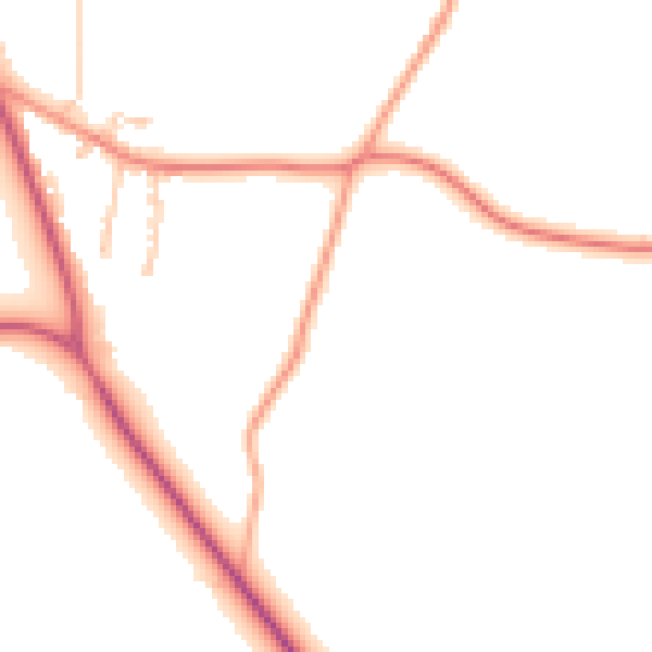 Daytime road noise heatmap for PO8 0AJ
