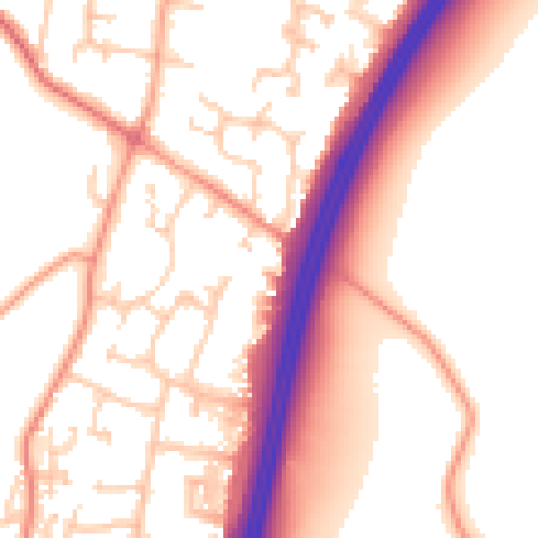 Daytime road noise heatmap for PO8 0AT