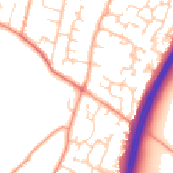 Daytime road noise heatmap for PO8 0BF