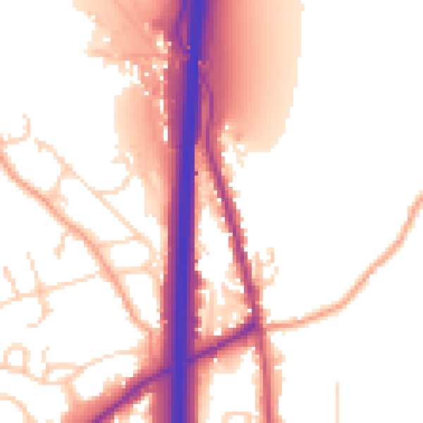 Daytime road noise heatmap for PO8 0BH