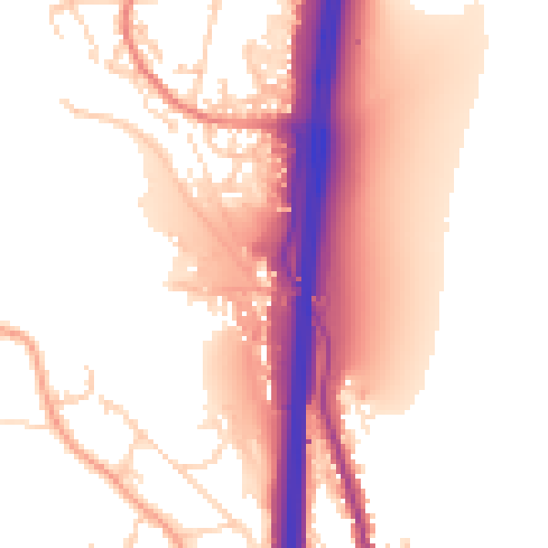 Daytime road noise heatmap for PO8 0BJ