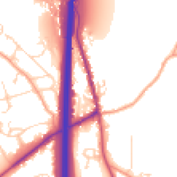 Daytime road noise heatmap for PO8 0BN
