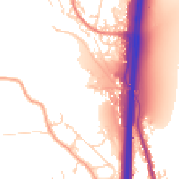Daytime road noise heatmap for PO8 0BS