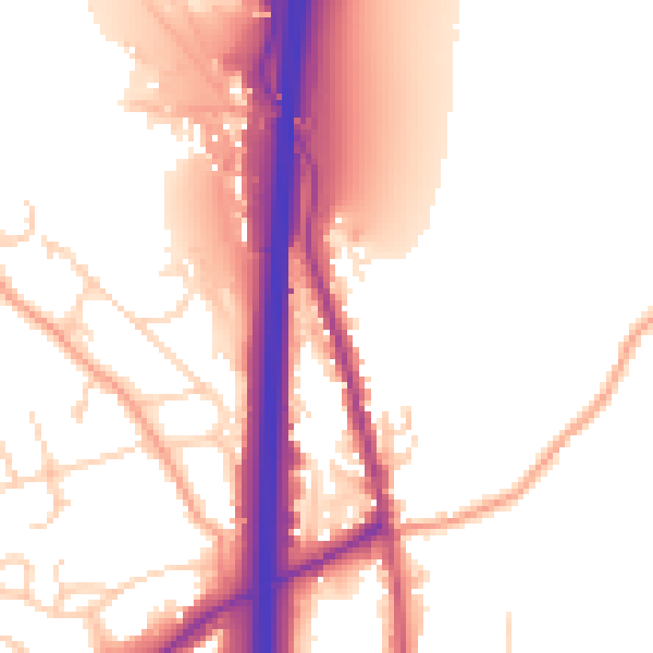 Daytime road noise heatmap for PO8 0BW