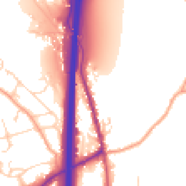 Daytime road noise heatmap for PO8 0BX