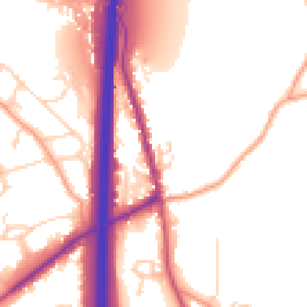 Daytime road noise heatmap for PO8 0BY
