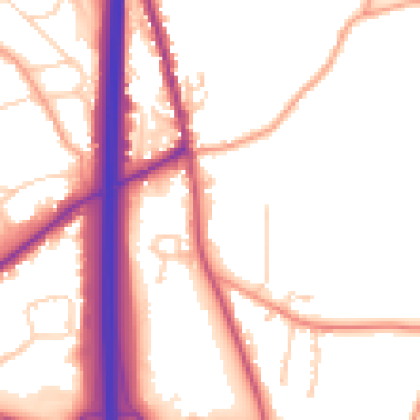 Daytime road noise heatmap for PO8 0DB