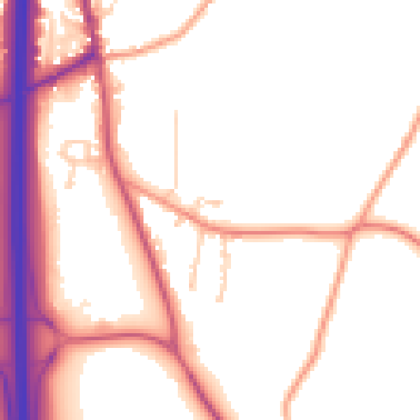 Daytime road noise heatmap for PO8 0DE