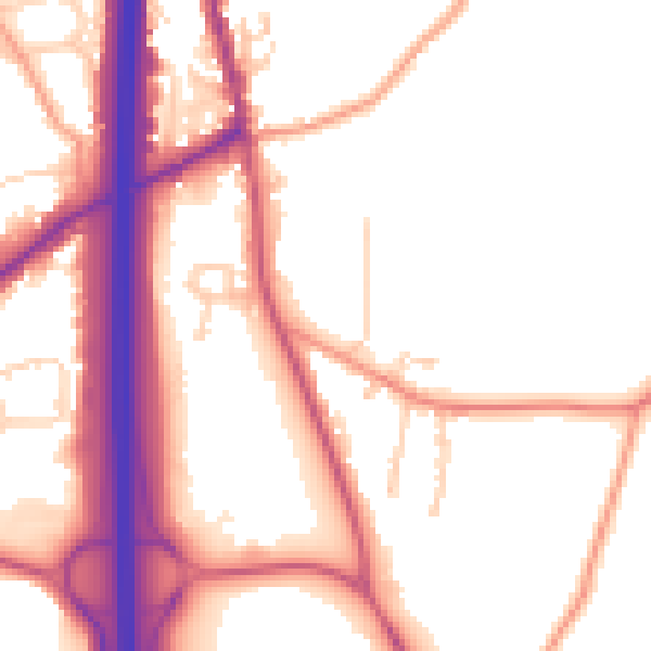 Daytime road noise heatmap for PO8 0DF