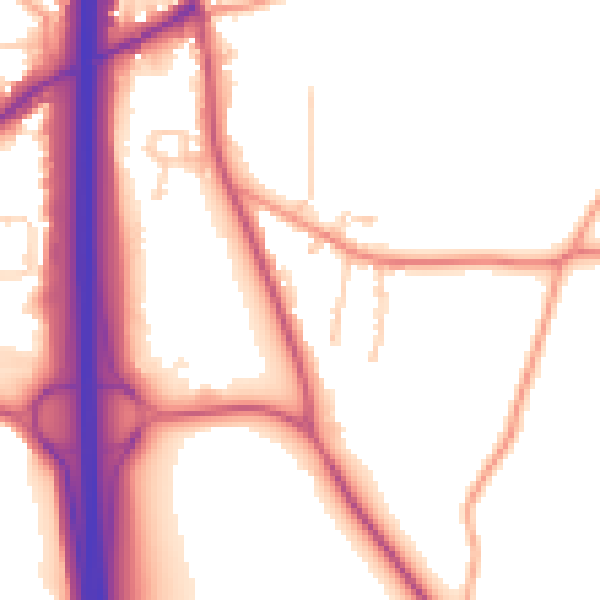 Daytime road noise heatmap for PO8 0DP