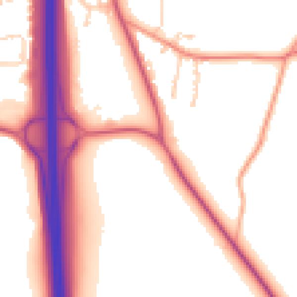 Daytime road noise heatmap for PO8 0DR