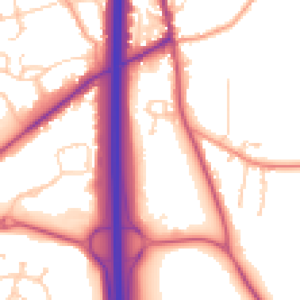 Daytime road noise heatmap for PO8 0DS