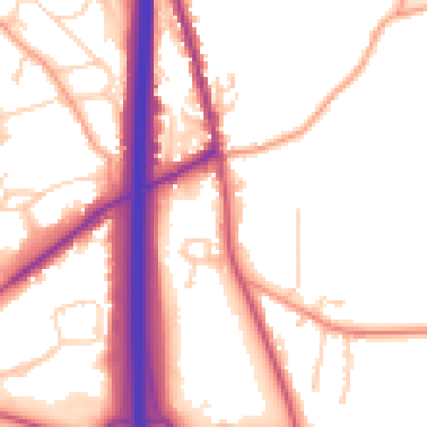 Daytime road noise heatmap for PO8 0DT