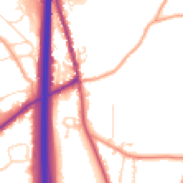 Daytime road noise heatmap for PO8 0FF