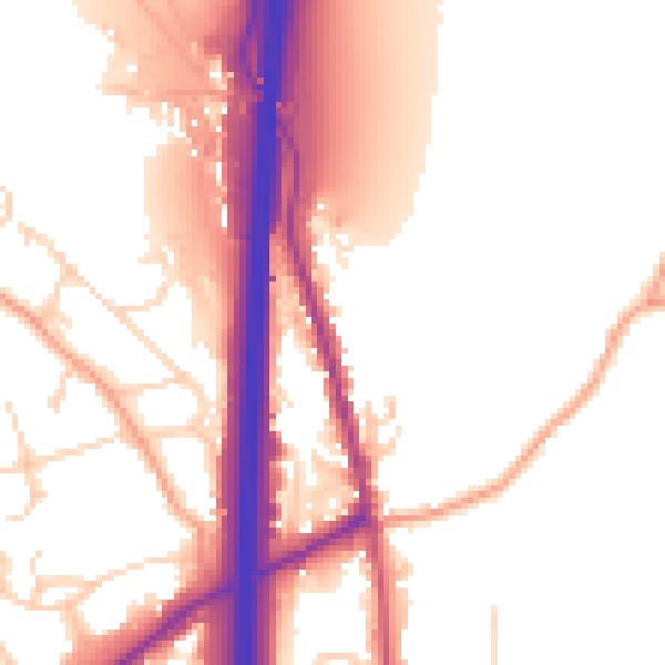 Daytime road noise heatmap for PO8 0FG