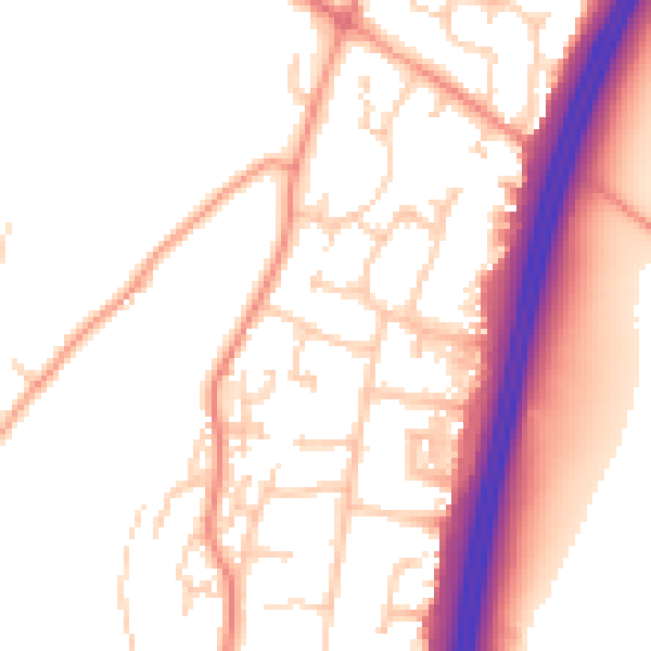 Daytime road noise heatmap for PO8 0HZ