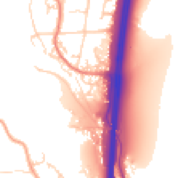 Daytime road noise heatmap for PO8 0JQ