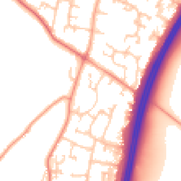 Daytime road noise heatmap for PO8 0JR