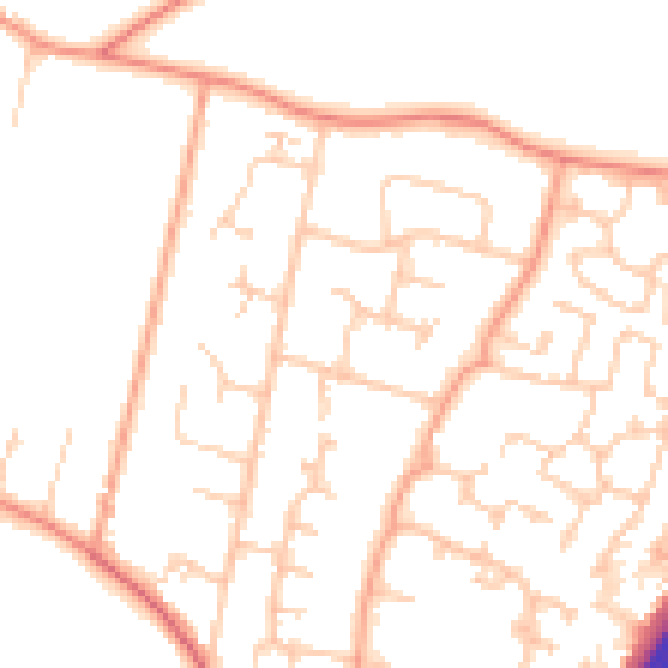 Daytime road noise heatmap for PO8 0LF