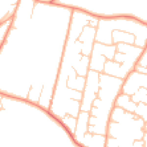Daytime road noise heatmap for PO8 0NP
