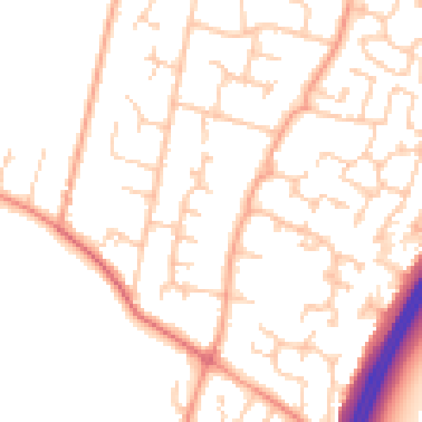 Daytime road noise heatmap for PO8 0NQ