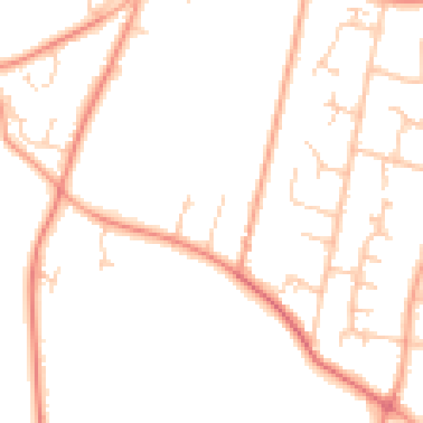Daytime road noise heatmap for PO8 0NZ