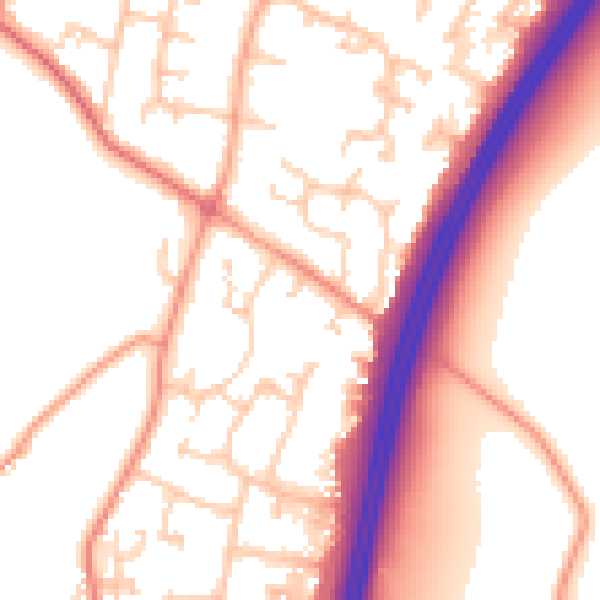 Daytime road noise heatmap for PO8 0QX