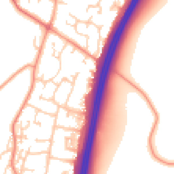 Daytime road noise heatmap for PO8 0RD