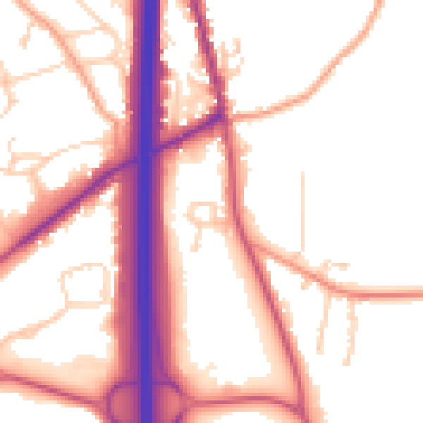 Daytime road noise heatmap for PO8 0RF