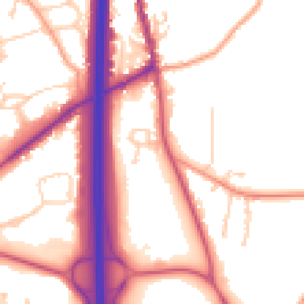 Daytime road noise heatmap for PO8 0RW