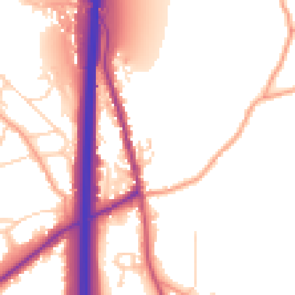 Daytime road noise heatmap for PO8 0SZ