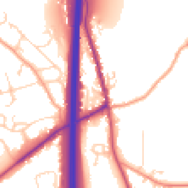 Daytime road noise heatmap for PO8 0UG