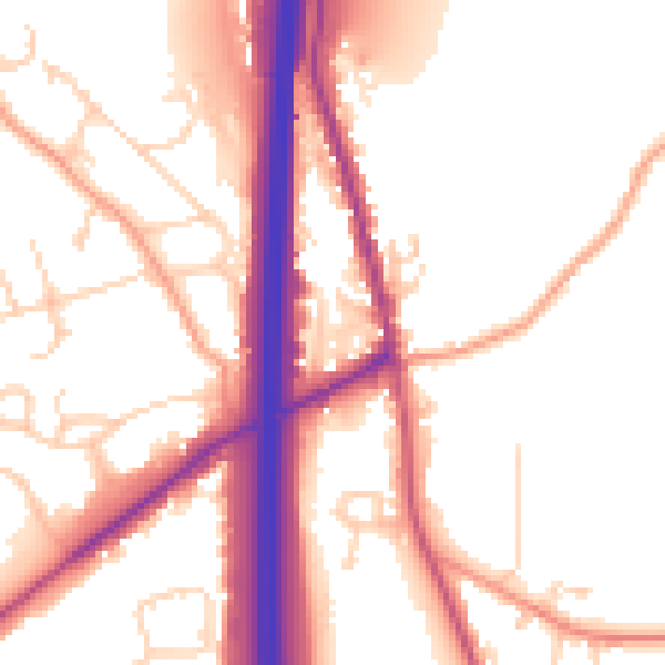 Daytime road noise heatmap for PO8 0UN