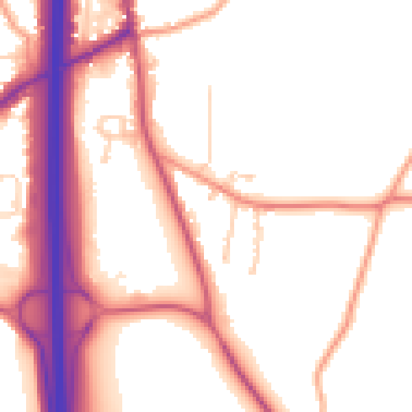 Daytime road noise heatmap for PO8 0UR