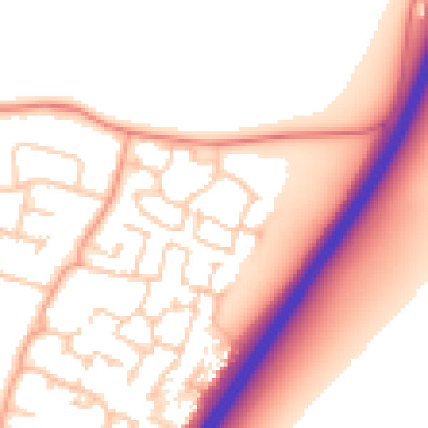 Daytime road noise heatmap for PO8 0WP