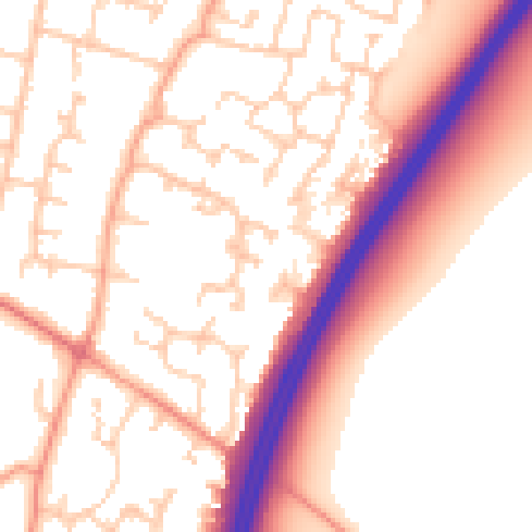 Daytime road noise heatmap for PO8 0XG