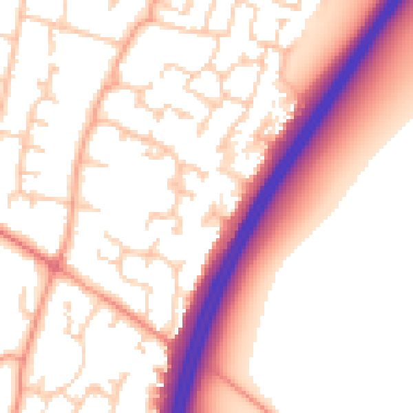 Daytime road noise heatmap for PO8 0XU