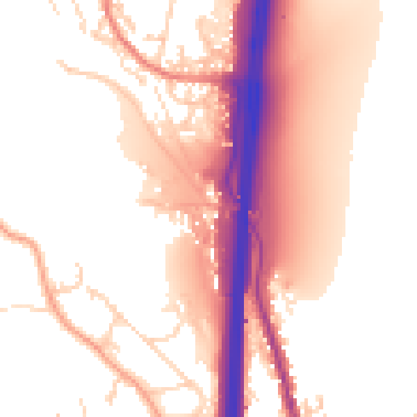 Daytime road noise heatmap for PO8 0YP