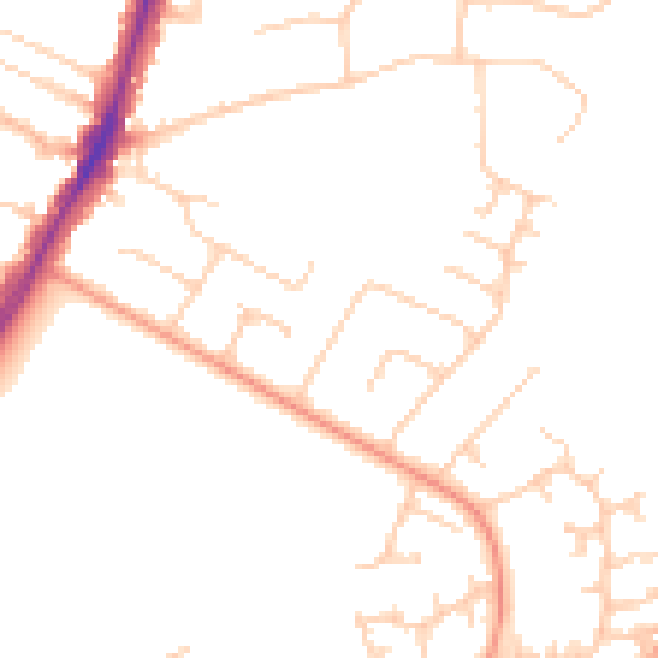 Daytime road noise heatmap for PO8 8AH