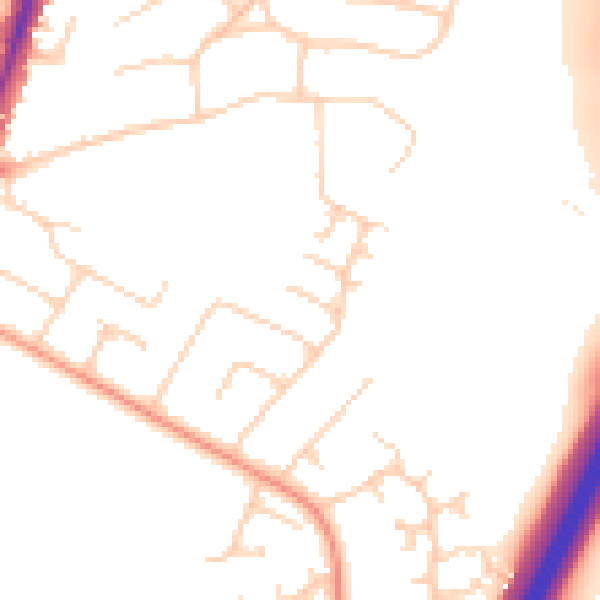Daytime road noise heatmap for PO8 8AR