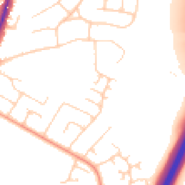 Daytime road noise heatmap for PO8 8AS