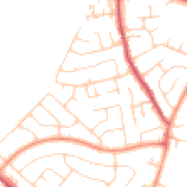 Daytime road noise heatmap for PO8 8PY