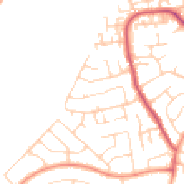Daytime road noise heatmap for PO8 8QD