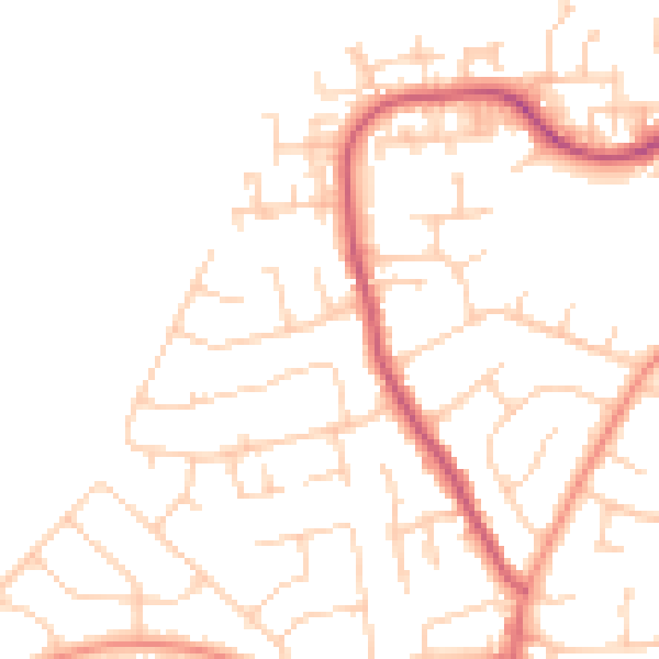 Daytime road noise heatmap for PO8 8QL