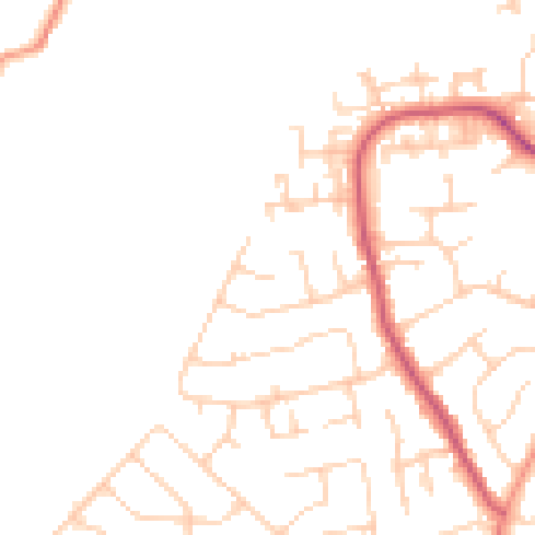Daytime road noise heatmap for PO8 8QQ
