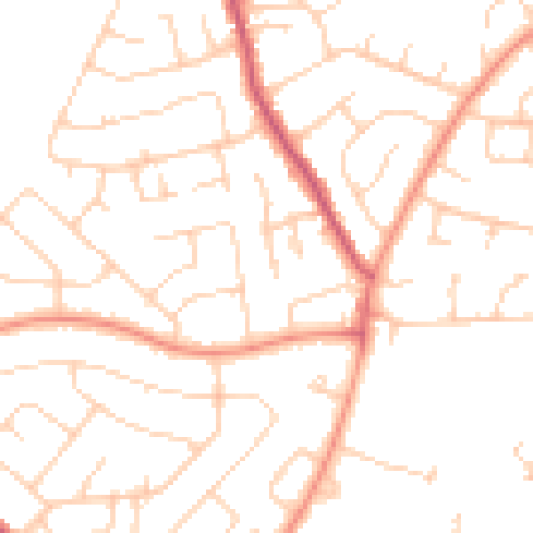 Daytime road noise heatmap for PO8 8SP