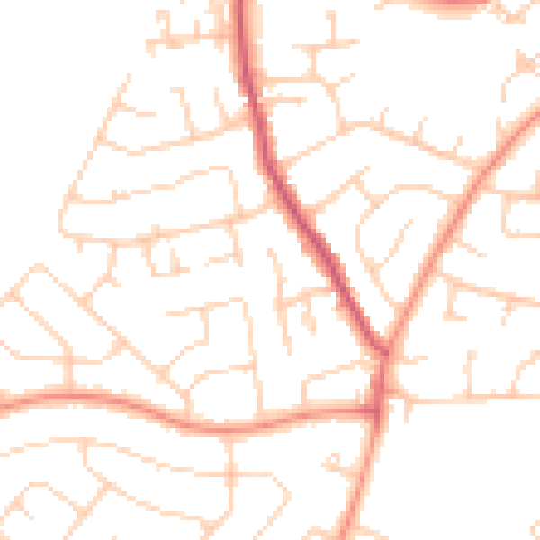 Daytime road noise heatmap for PO8 8SR